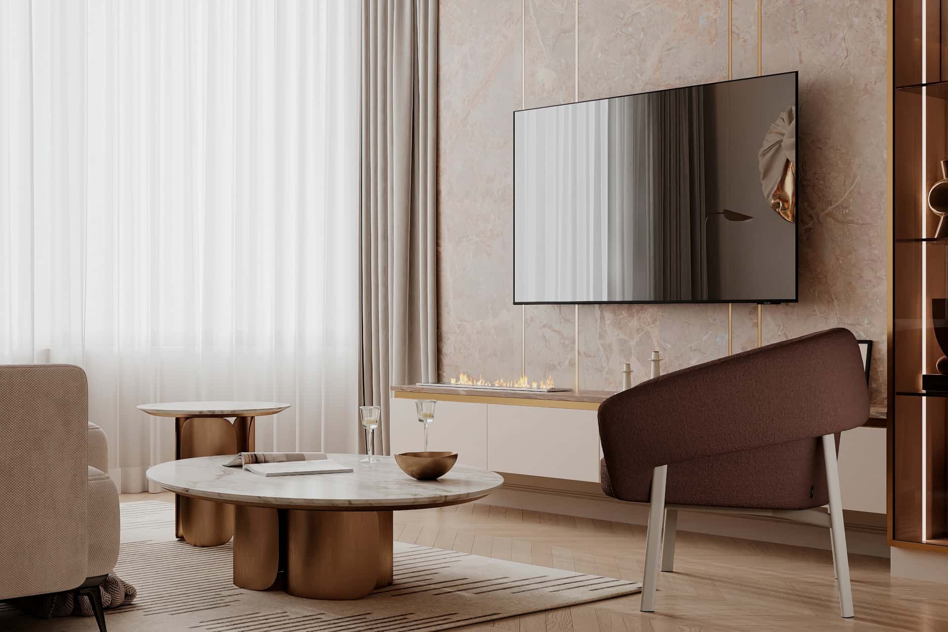 Дизайн и ремонт квартиры в ЖК Режиссёр — Богемная грация, 87 м2. Кухня-гостиная, фото 5