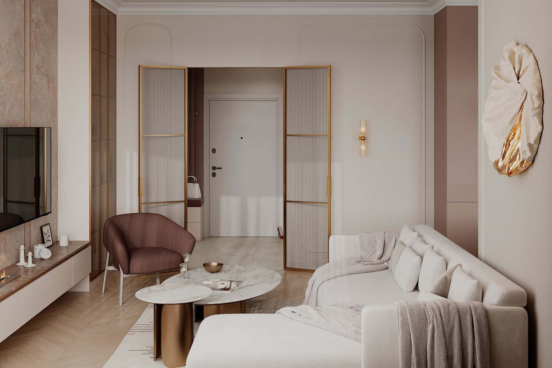 Дизайн и ремонт квартиры в ЖК Режиссёр — Богемная грация, 87 м2. Кухня-гостиная, фото 7