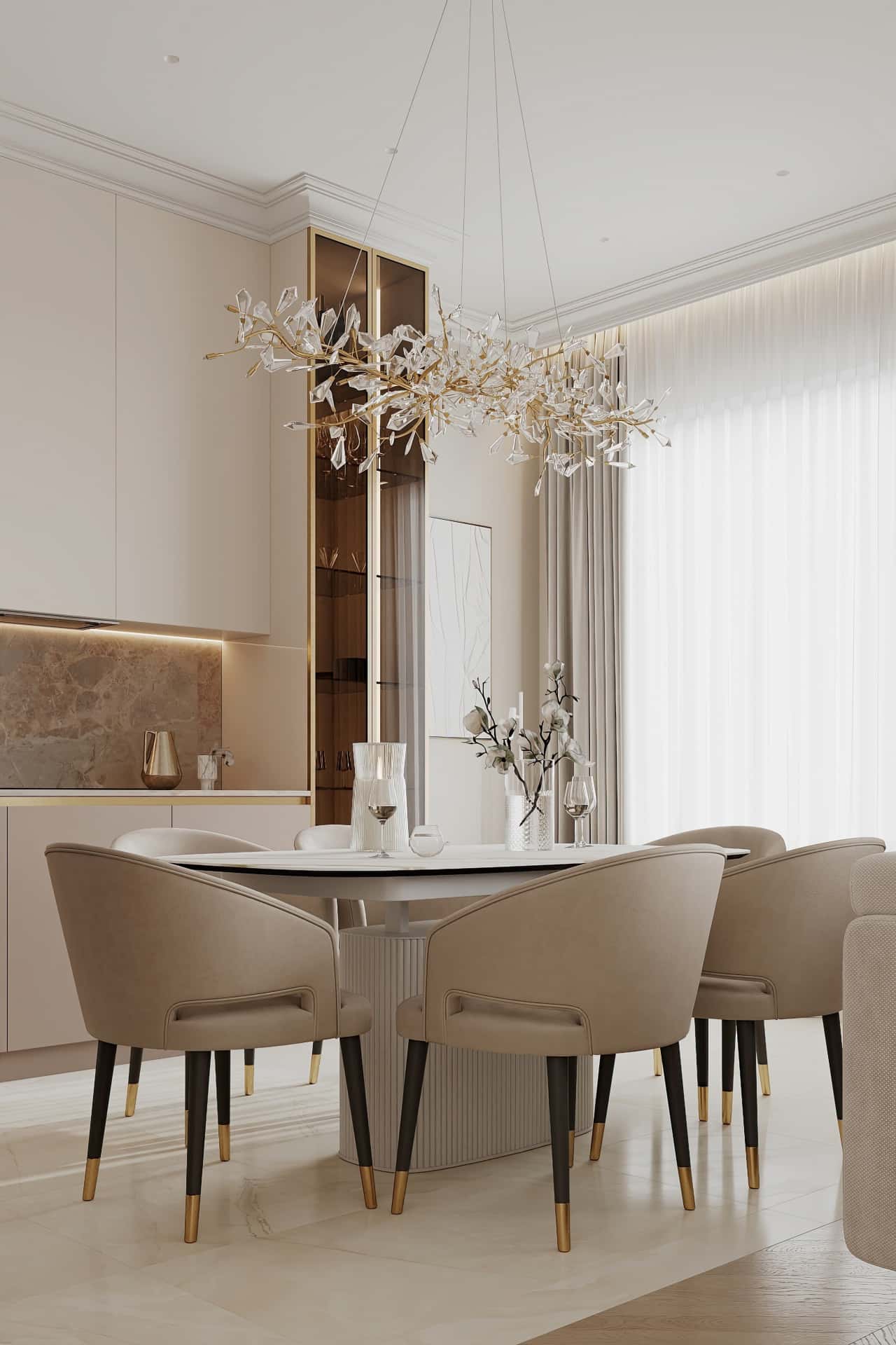 Дизайн и ремонт квартиры в ЖК Режиссёр — Богемная грация, 87 м2. Кухня-гостиная, фото 9