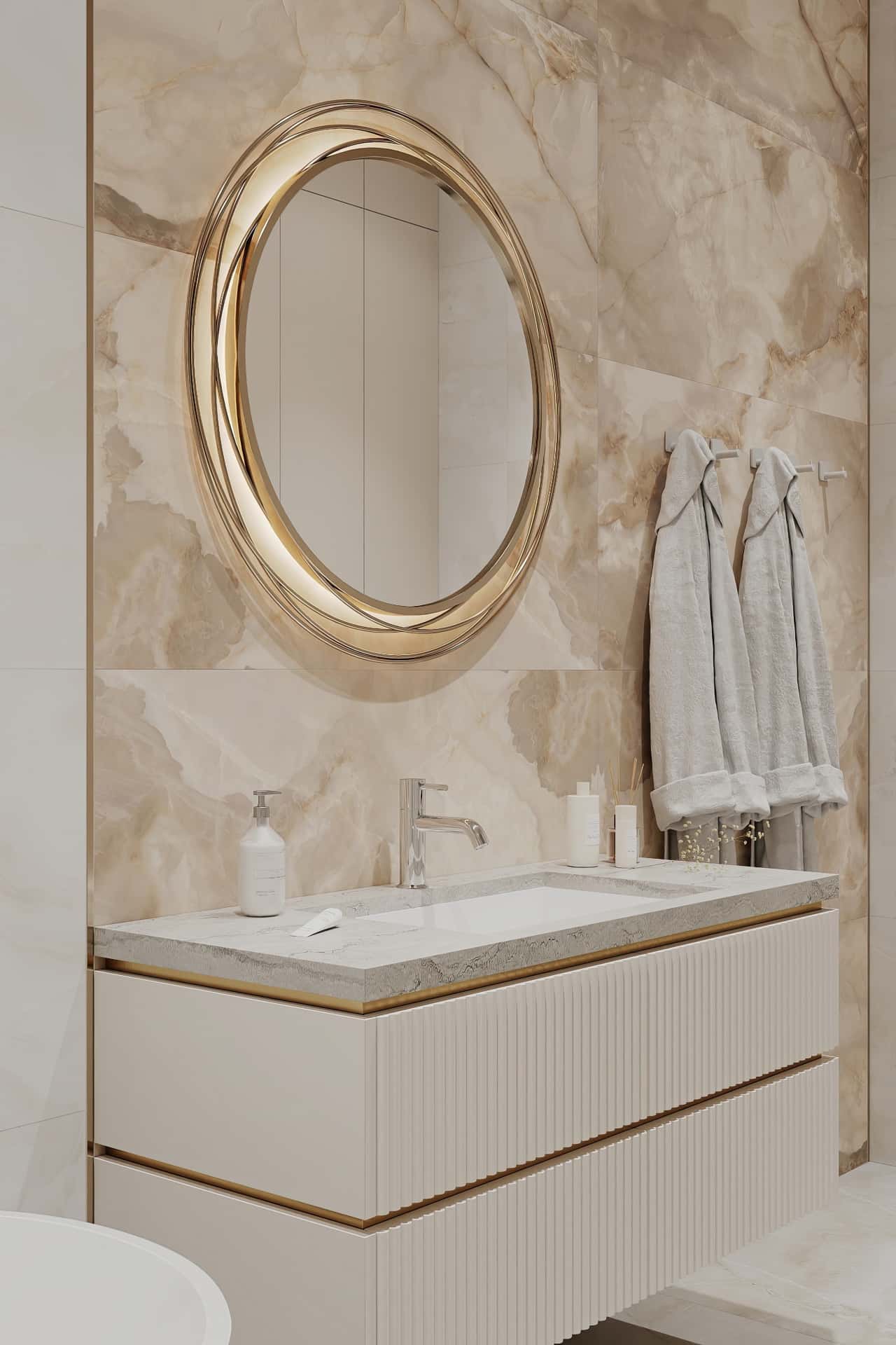 Дизайн и ремонт квартиры в ЖК Режиссёр — Богемная грация, 87 м2. Санузел, фото 1