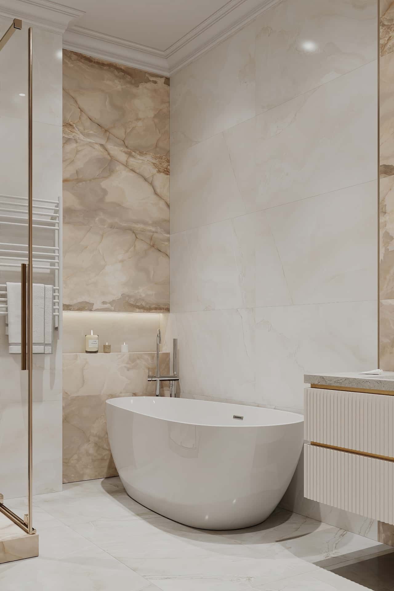 Дизайн и ремонт квартиры в ЖК Режиссёр — Богемная грация, 87 м2. Санузел, фото 2