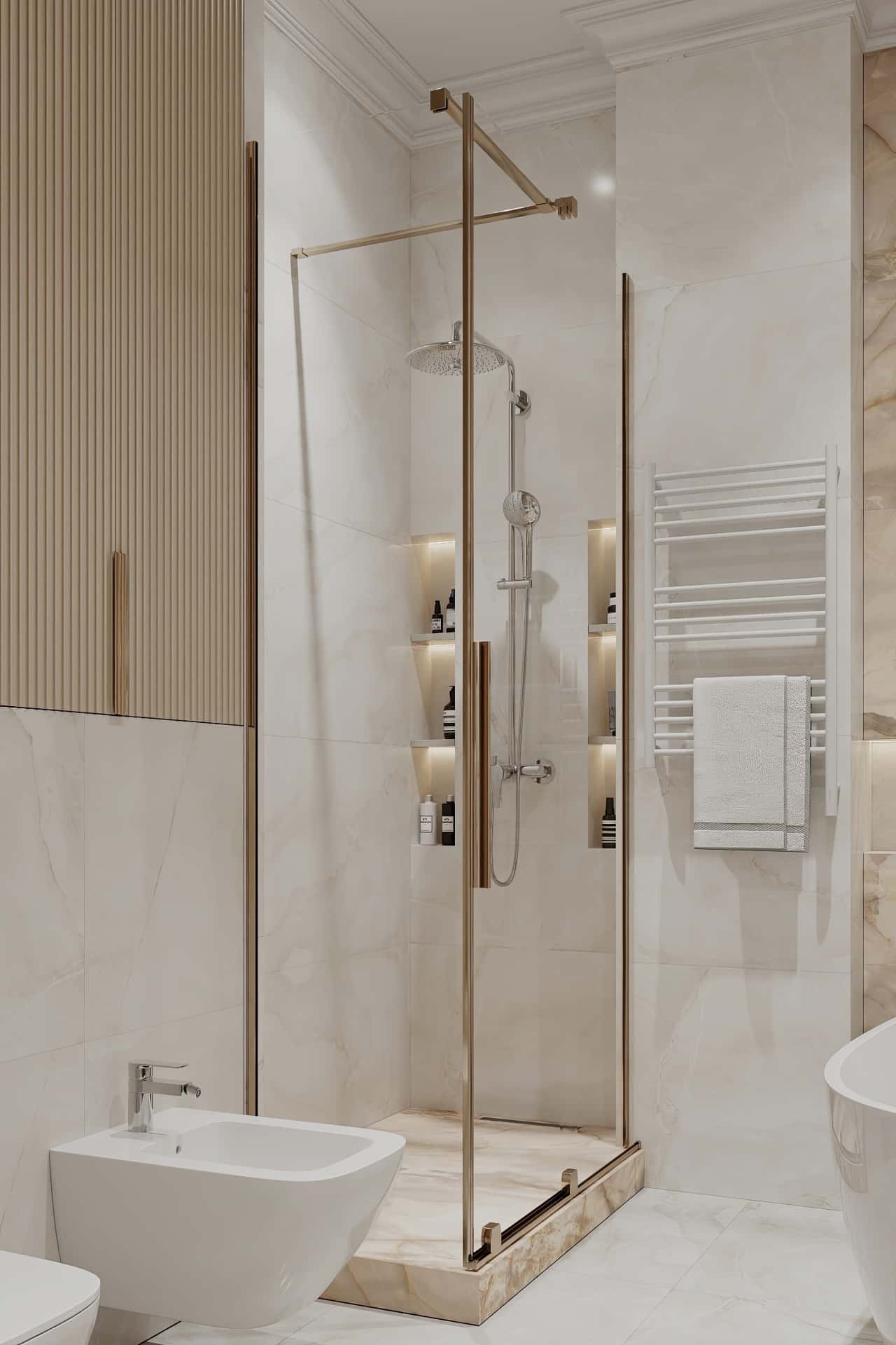 Дизайн и ремонт квартиры в ЖК Режиссёр — Богемная грация, 87 м2. Санузел, фото 3