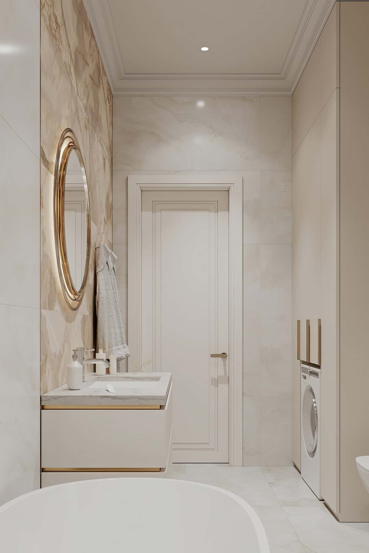 Дизайн и ремонт квартиры в ЖК Режиссёр — Богемная грация, 87 м2. Санузел, фото 4