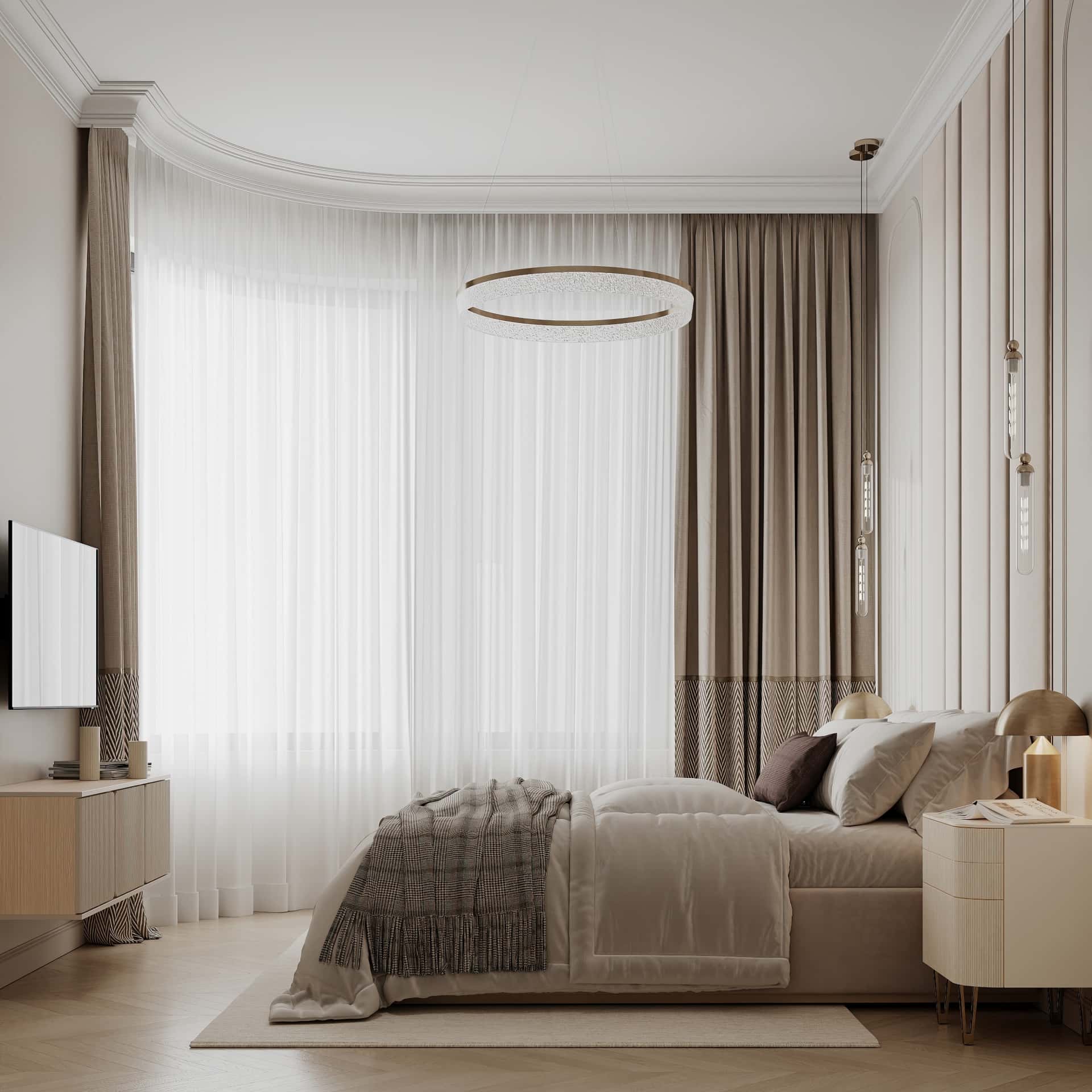 Дизайн и ремонт квартиры в ЖК Режиссёр — Богемная грация, 87 м2. Спальня, фото 2