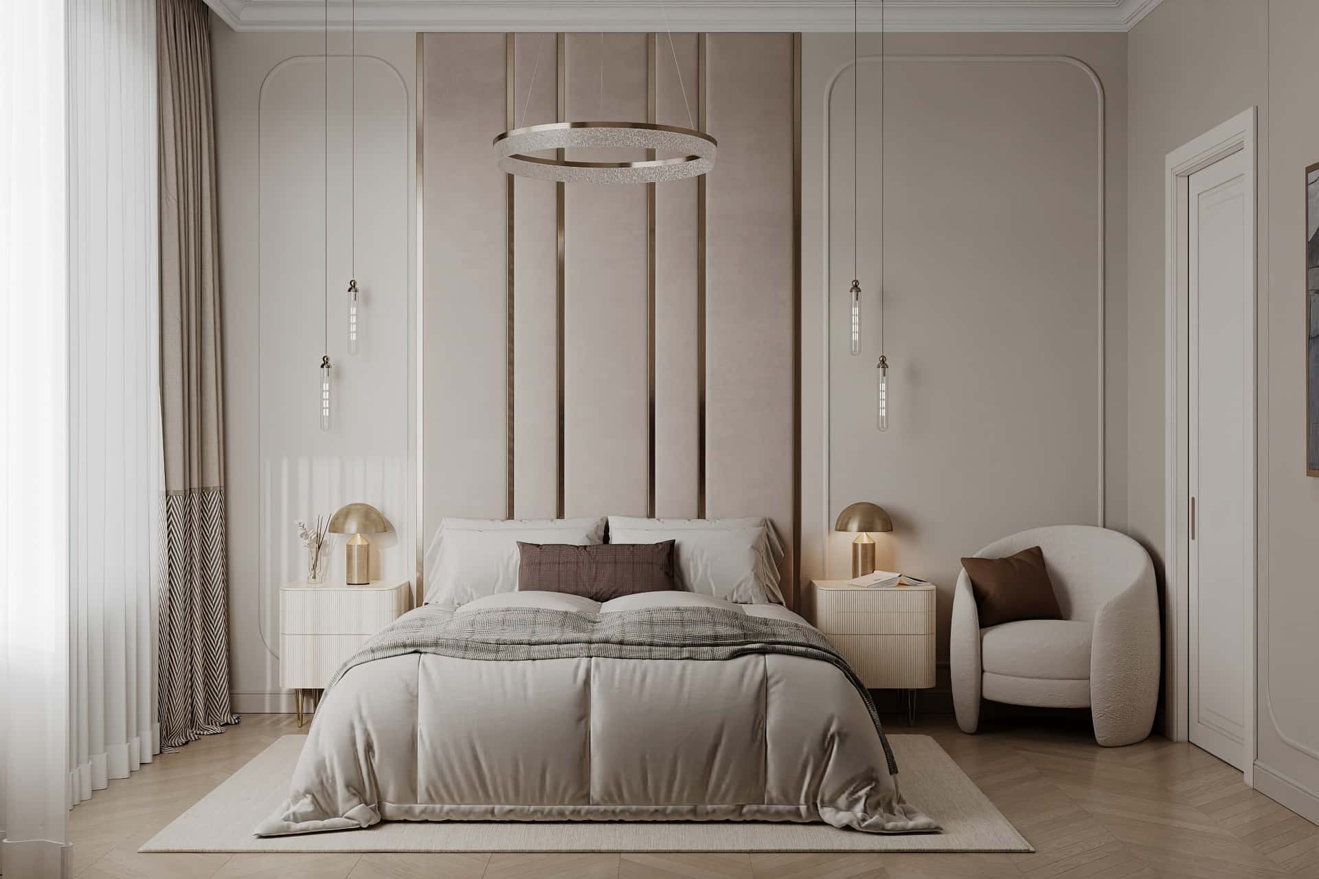 Дизайн и ремонт квартиры в ЖК Режиссёр — Богемная грация, 87 м2. Спальня