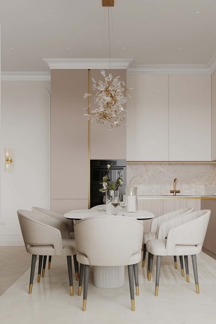 Золото в интерьере кухни