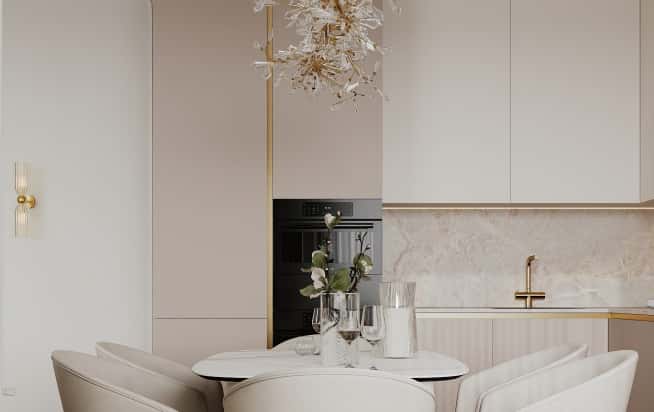 Дизайн и ремонт квартиры в ЖК Режиссёр в стиле современная классика. Кухня-гостиная, фото 10