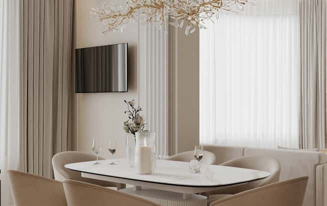 Дизайн и ремонт квартиры в ЖК Режиссёр в стиле современная классика. Кухня-гостиная, фото 11