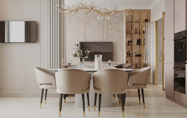 Дизайн и ремонт квартиры в ЖК Режиссёр в стиле современная классика. Кухня-гостиная, фото 13