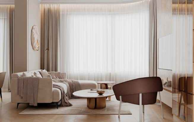 Дизайн и ремонт квартиры в ЖК Режиссёр в стиле современная классика. Кухня-гостиная, фото 6