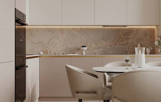Дизайн и ремонт квартиры в ЖК Режиссёр в стиле современная классика. Кухня-гостиная, фото 8