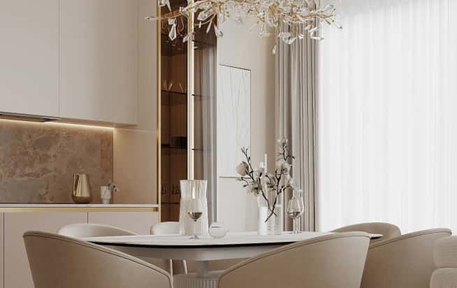 Дизайн и ремонт квартиры в ЖК Режиссёр в стиле современная классика. Кухня-гостиная, фото 9