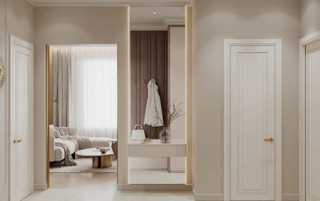 Дизайн и ремонт квартиры в ЖК Режиссёр в стиле современная классика. Прихожая, фото 1
