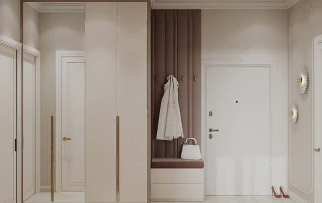 Дизайн и ремонт квартиры в ЖК Режиссёр в стиле современная классика. Прихожая