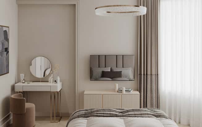 Дизайн и ремонт квартиры в ЖК Режиссёр в стиле современная классика. Спальня, фото 1