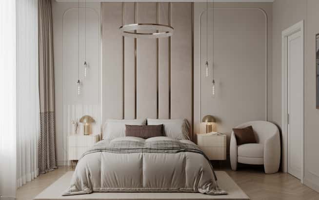 Дизайн и ремонт квартиры в ЖК Режиссёр в стиле современная классика. Спальня