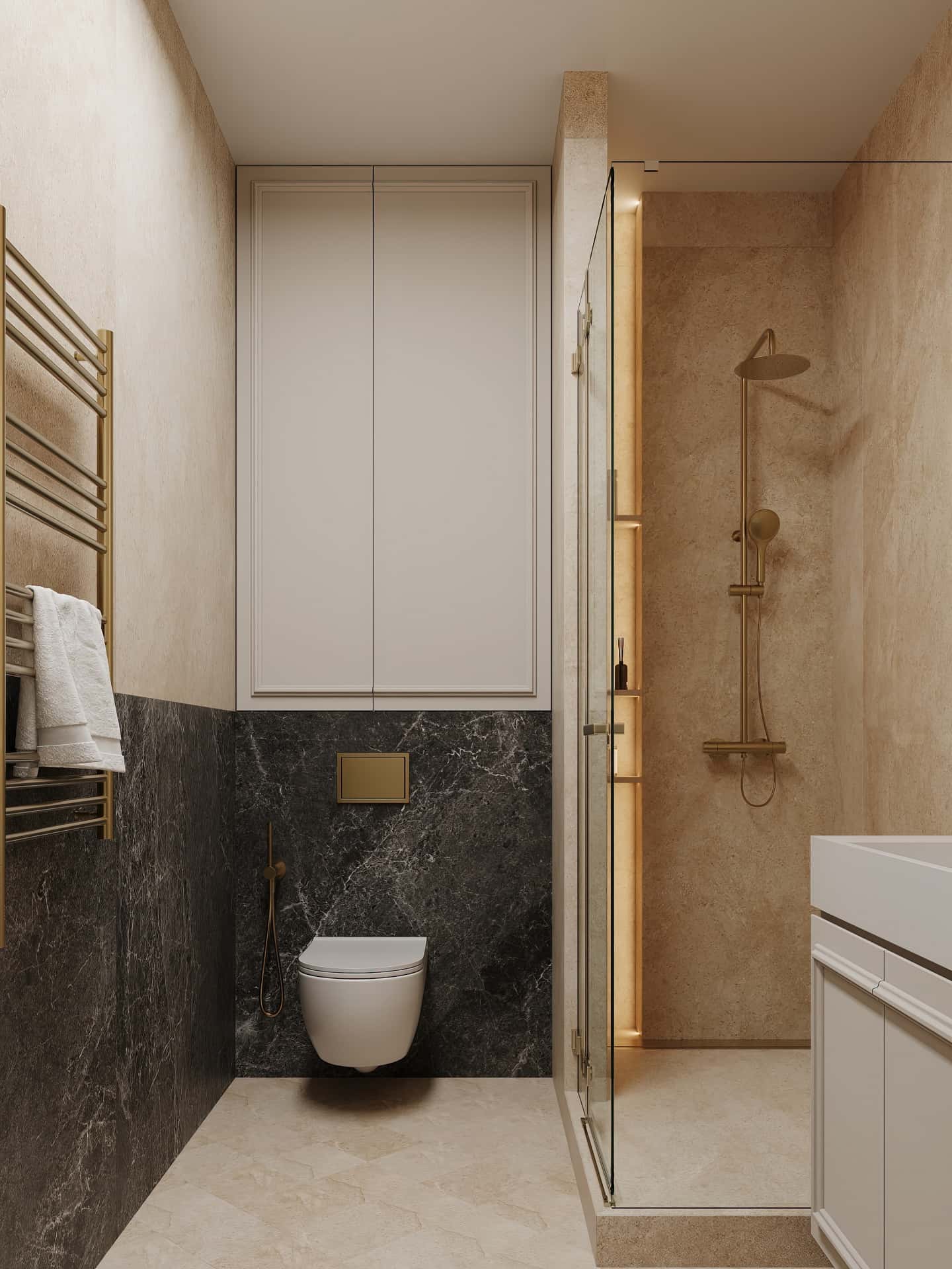 Дизайн и ремонт квартиры в ЖК Режиссёр — Классика с сердцем, 65 м2. Санузел, фото 5