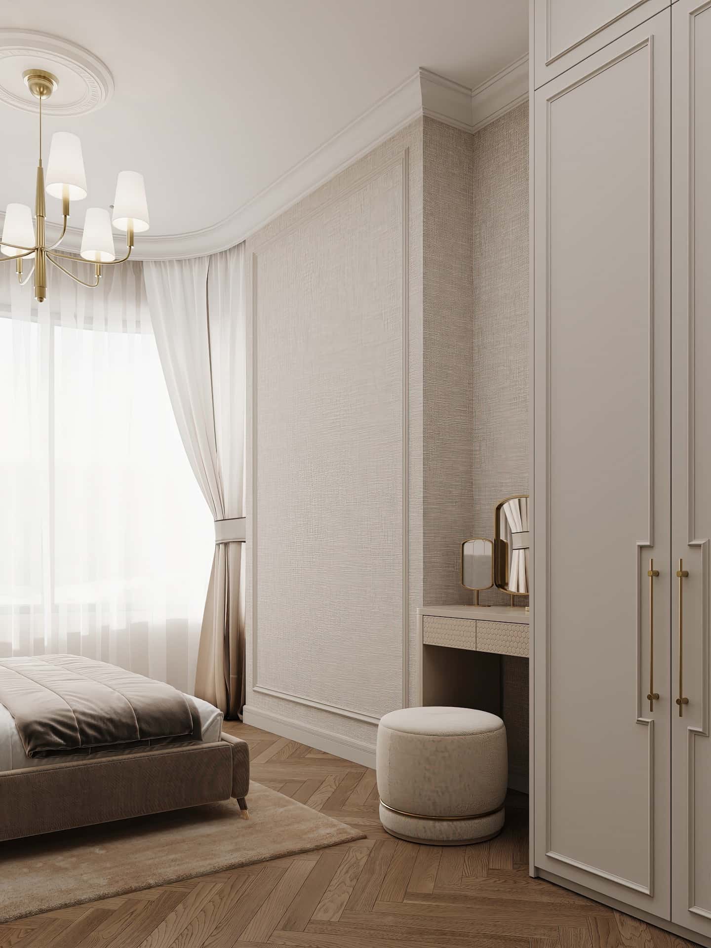 Дизайн и ремонт квартиры в ЖК Режиссёр — Классика с сердцем, 65 м2. Спальня, фото 6