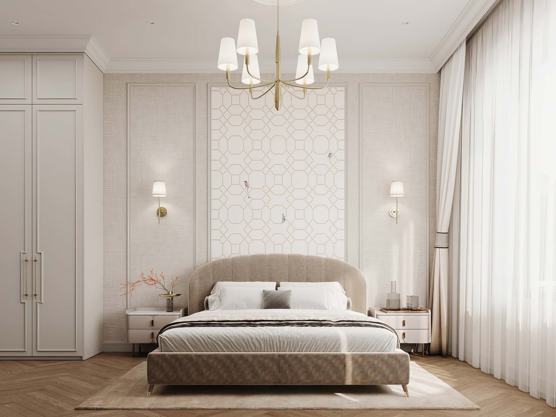 Дизайн и ремонт квартиры в ЖК Режиссёр — Классика с сердцем, 65 м2. Спальня, фото 9