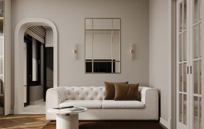 Дизайн и ремонт квартиры в ЖК Режиссёр в стиле современная классика. Гостиная, фото 1