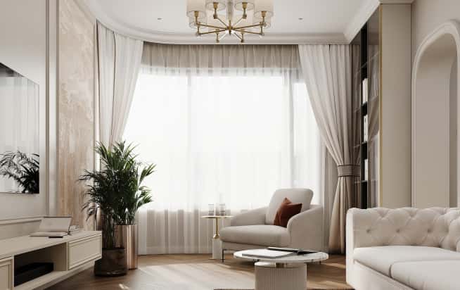 Дизайн и ремонт квартиры в ЖК Режиссёр в стиле современная классика. Гостиная