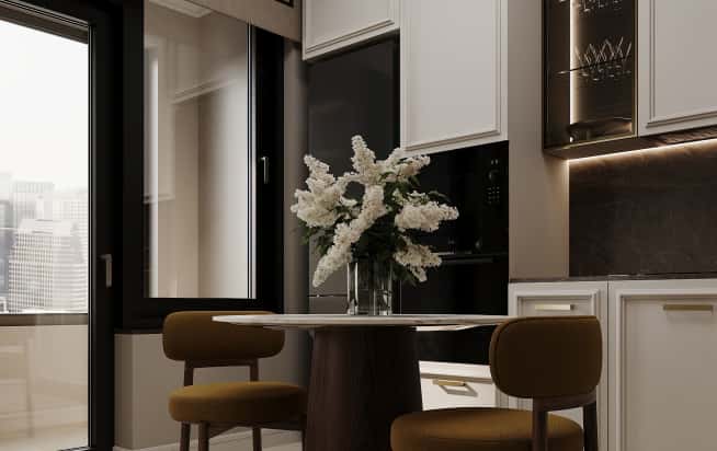 Дизайн и ремонт квартиры в ЖК Режиссёр в стиле современная классика. Кухня, фото 4