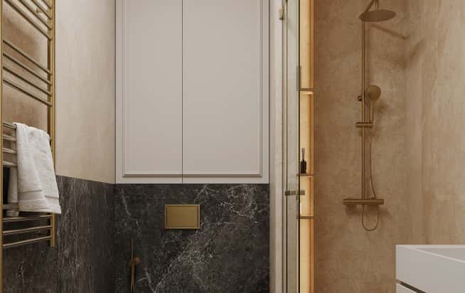 Дизайн и ремонт квартиры в ЖК Режиссёр в стиле современная классика. Санузел, фото 1