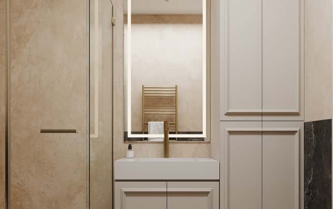 Дизайн и ремонт квартиры в ЖК Режиссёр в стиле современная классика. Санузел