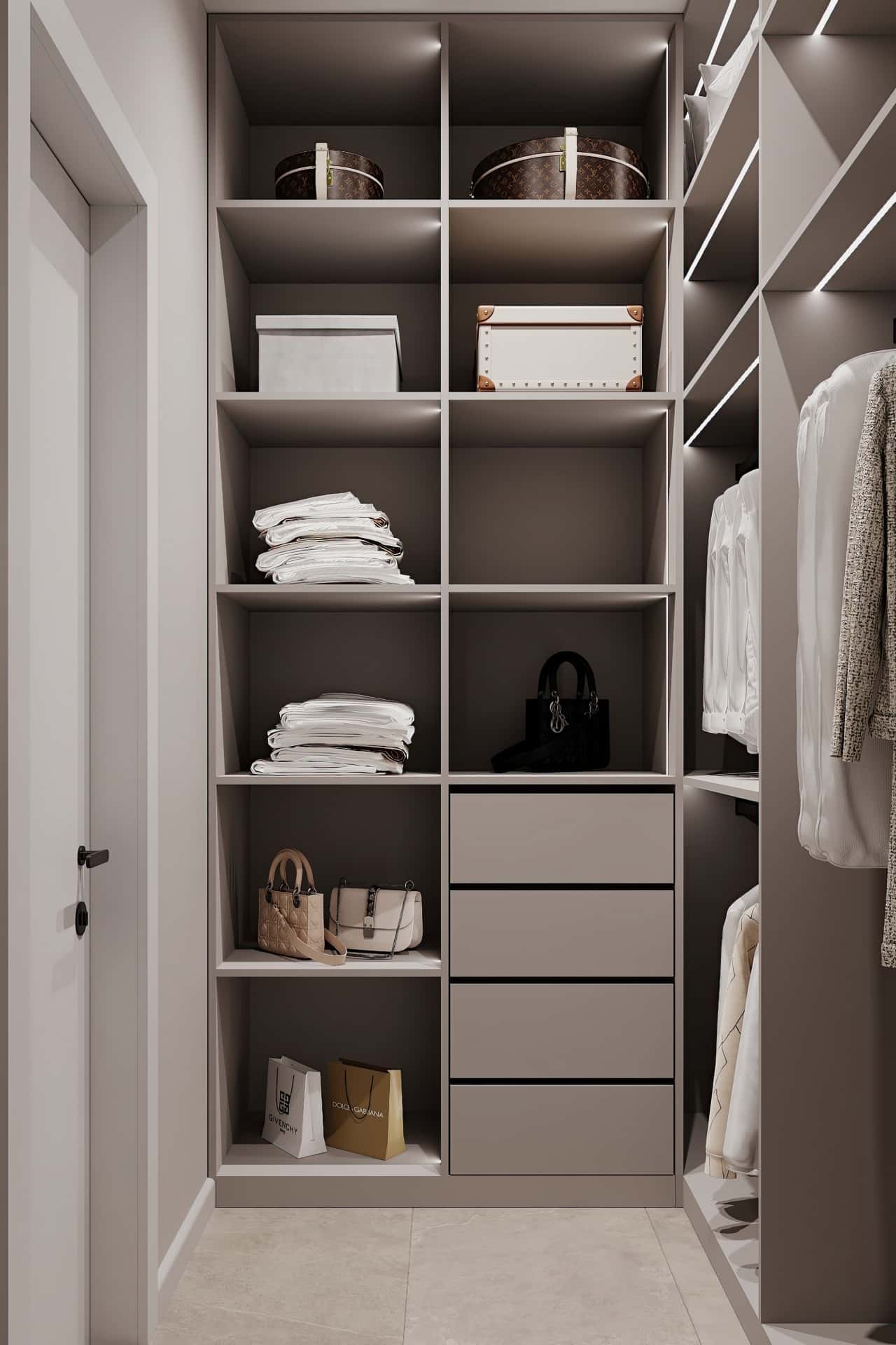 Дизайн и ремонт квартиры в ЖК Садовые кварталы — Скандинавский акцент, 95 м2. Гардеробная