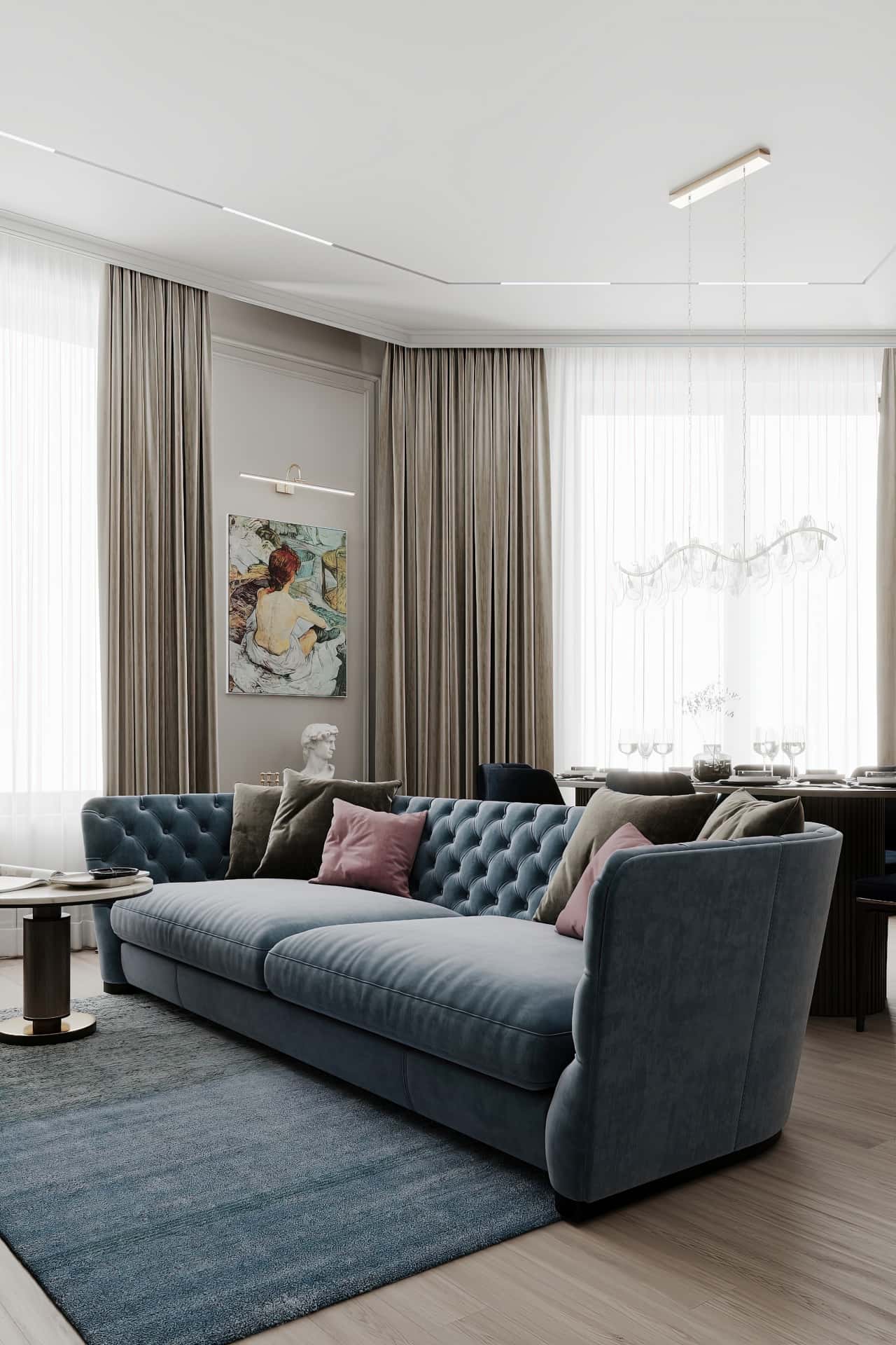 Дизайн и ремонт квартиры в ЖК Серебряный фонтан — Лебединое озеро, 109 м2. Кухня-гостиная, фото 5