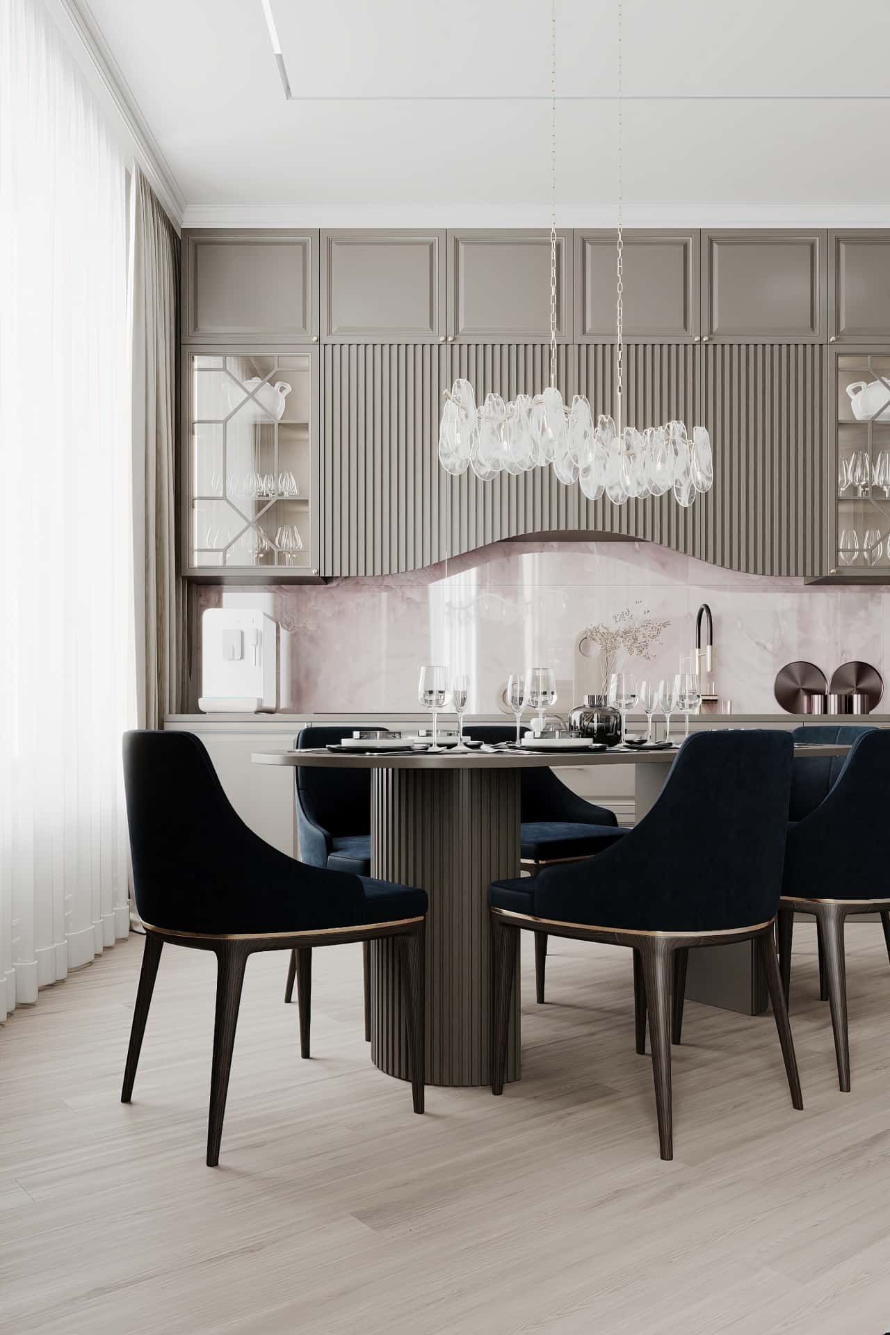 Дизайн и ремонт квартиры в ЖК Серебряный фонтан — Лебединое озеро, 109 м2. Кухня-гостиная, фото 6