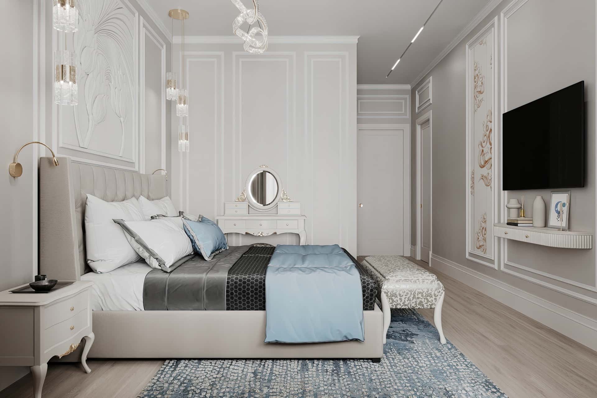 Дизайн и ремонт квартиры в ЖК Серебряный фонтан — Лебединое озеро, 109 м2. Мастер-спальня, фото 3