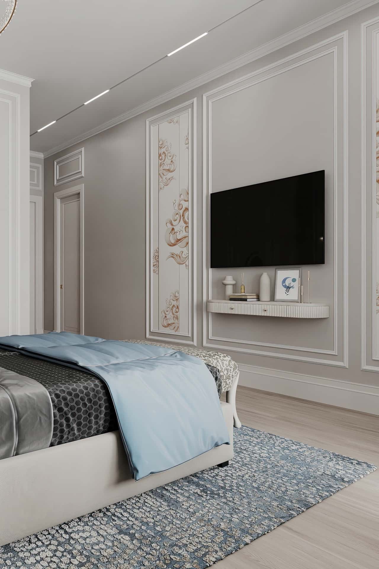 Дизайн и ремонт квартиры в ЖК Серебряный фонтан — Лебединое озеро, 109 м2. Мастер-спальня, фото 4