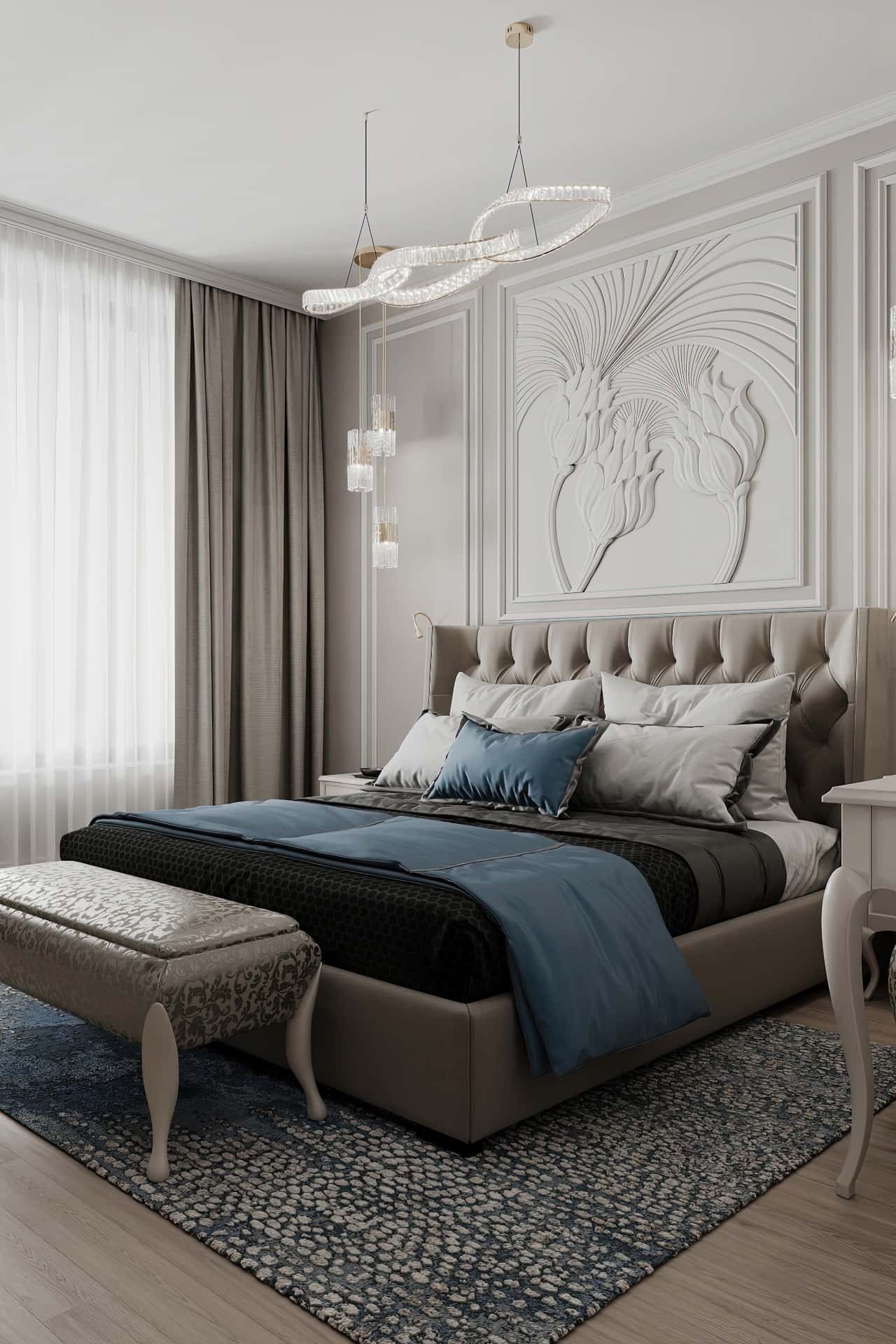 Дизайн и ремонт квартиры в ЖК Серебряный фонтан — Лебединое озеро, 109 м2. Мастер-спальня, фото 6