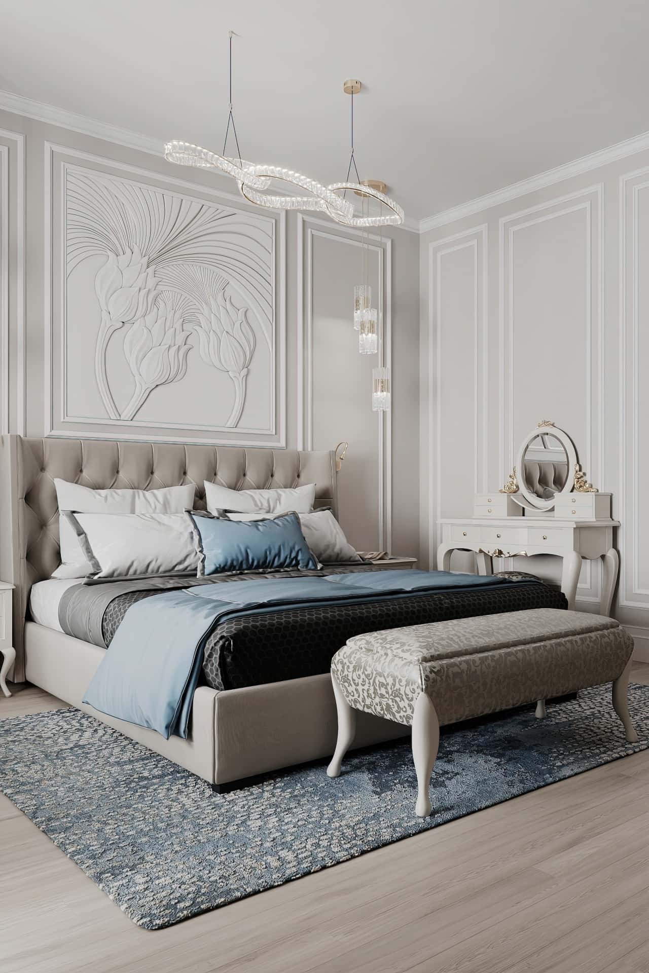 Дизайн и ремонт квартиры в ЖК Серебряный фонтан — Лебединое озеро, 109 м2. Мастер-спальня, фото 7