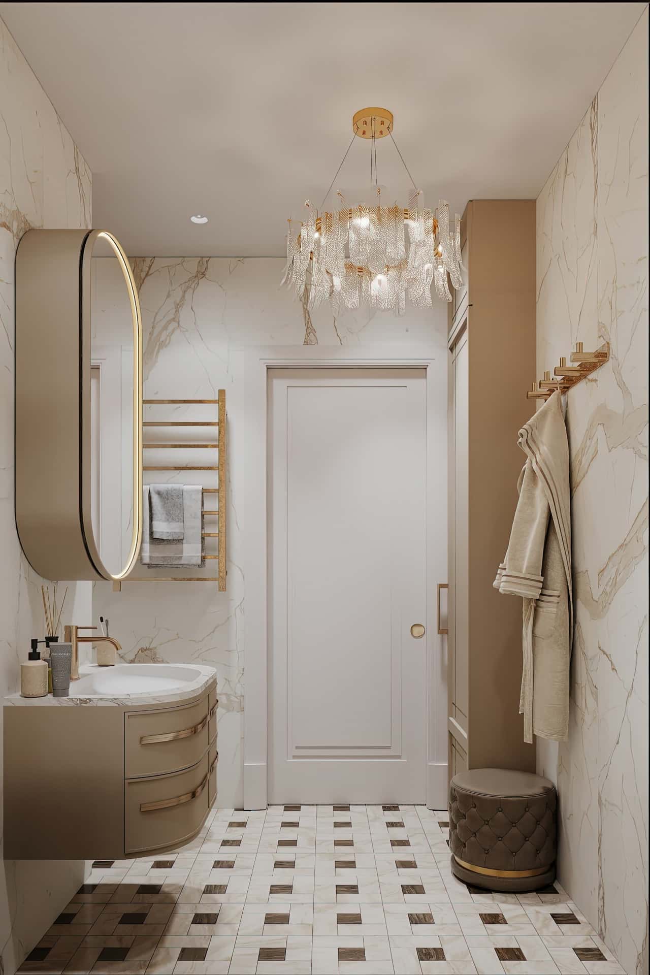 Дизайн и ремонт квартиры в ЖК Серебряный фонтан — Лебединое озеро, 109 м2. Мастер-ванная, фото 1