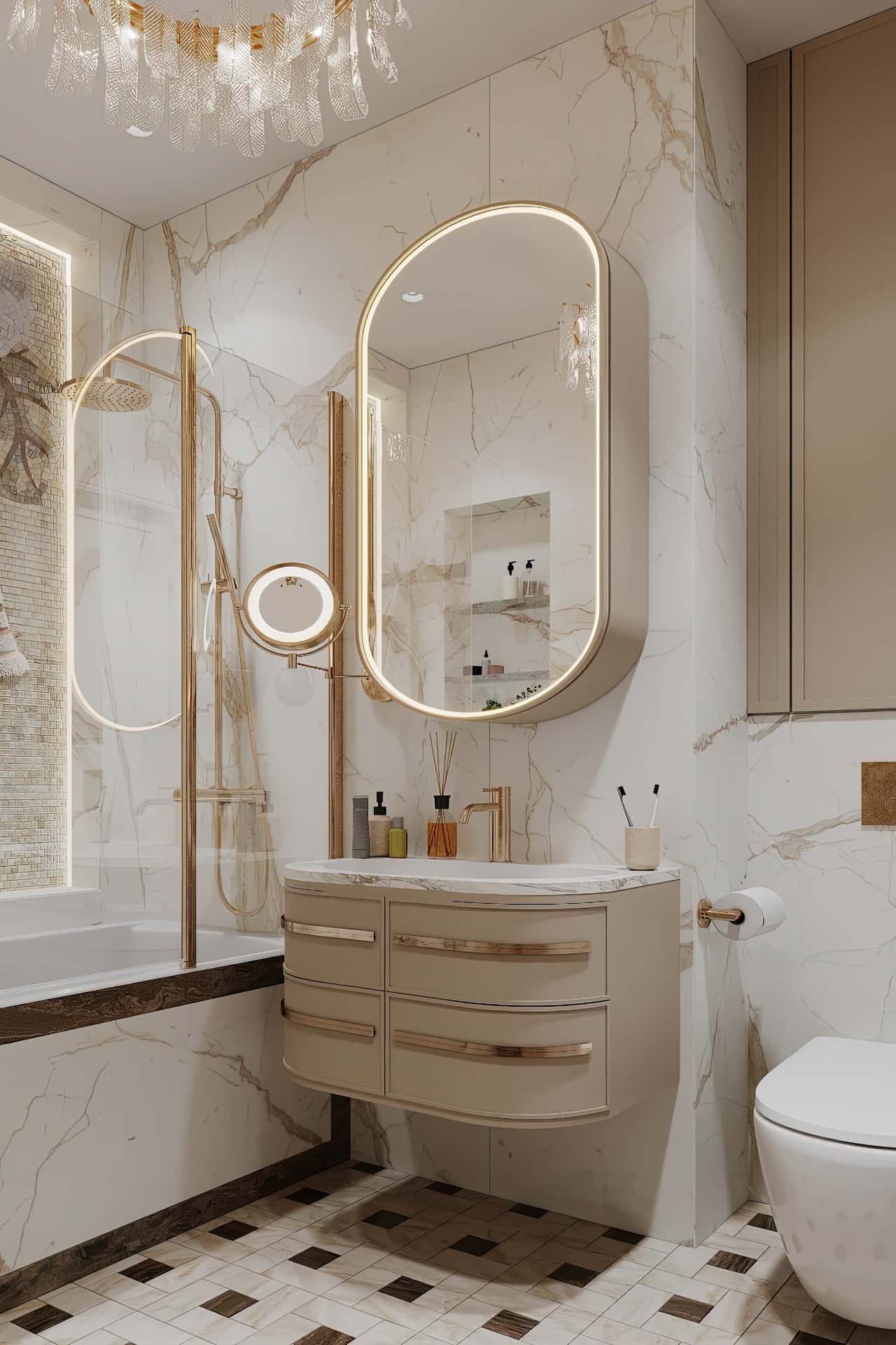 Дизайн и ремонт квартиры в ЖК Серебряный фонтан — Лебединое озеро, 109 м2. Мастер-ванная, фото 2