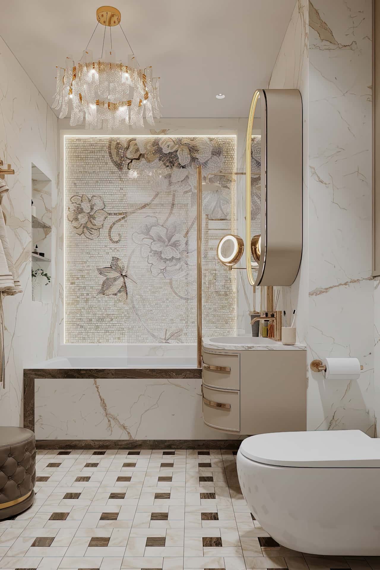 Дизайн и ремонт квартиры в ЖК Серебряный фонтан — Лебединое озеро, 109 м2. Мастер-ванная, фото 5