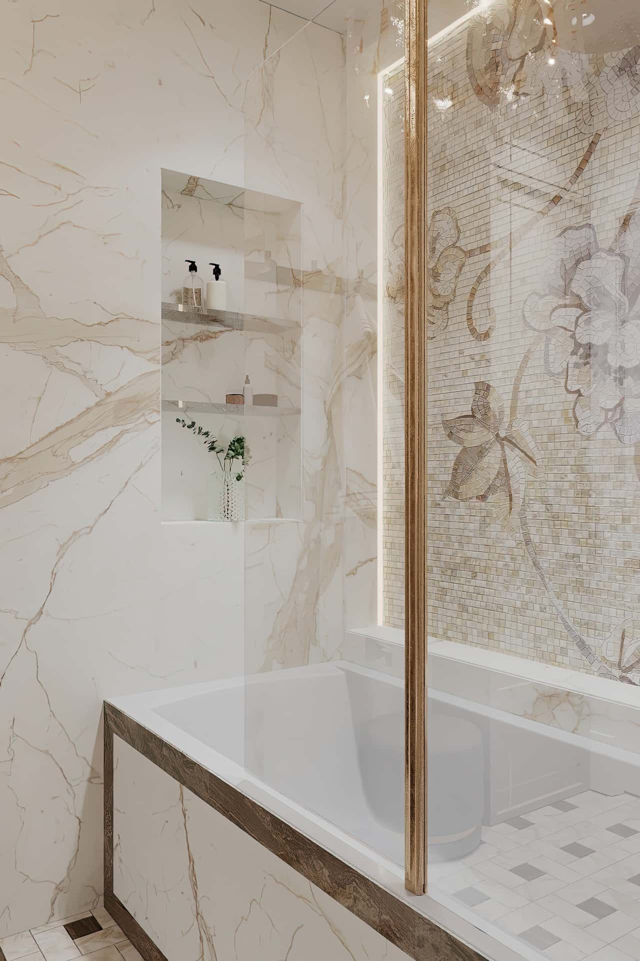 Дизайн и ремонт квартиры в ЖК Серебряный фонтан — Лебединое озеро, 109 м2. Мастер-ванная, фото 6