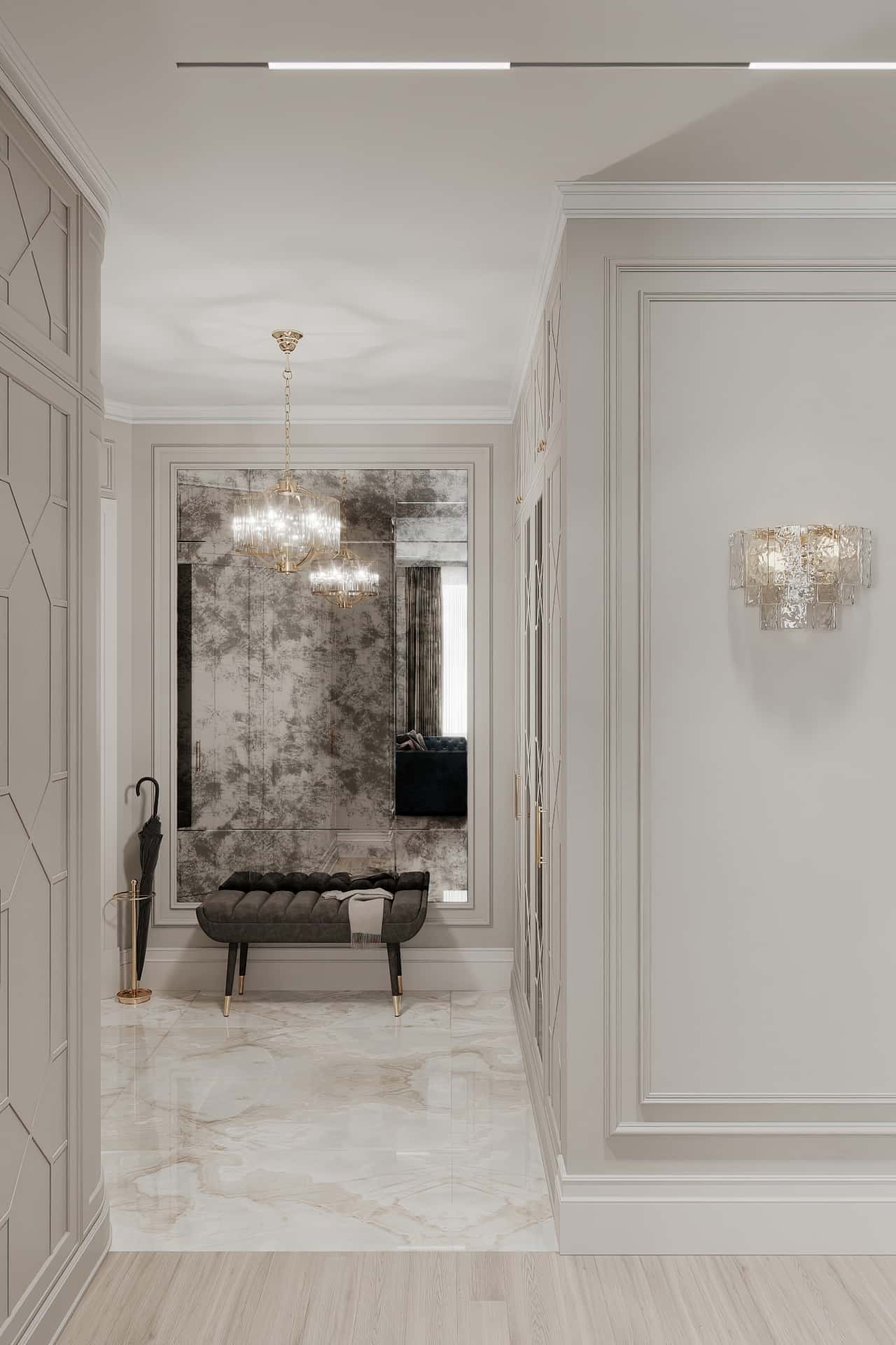 Дизайн и ремонт квартиры в ЖК Серебряный фонтан — Лебединое озеро, 109 м2. Прихожая и коридор, фото 1