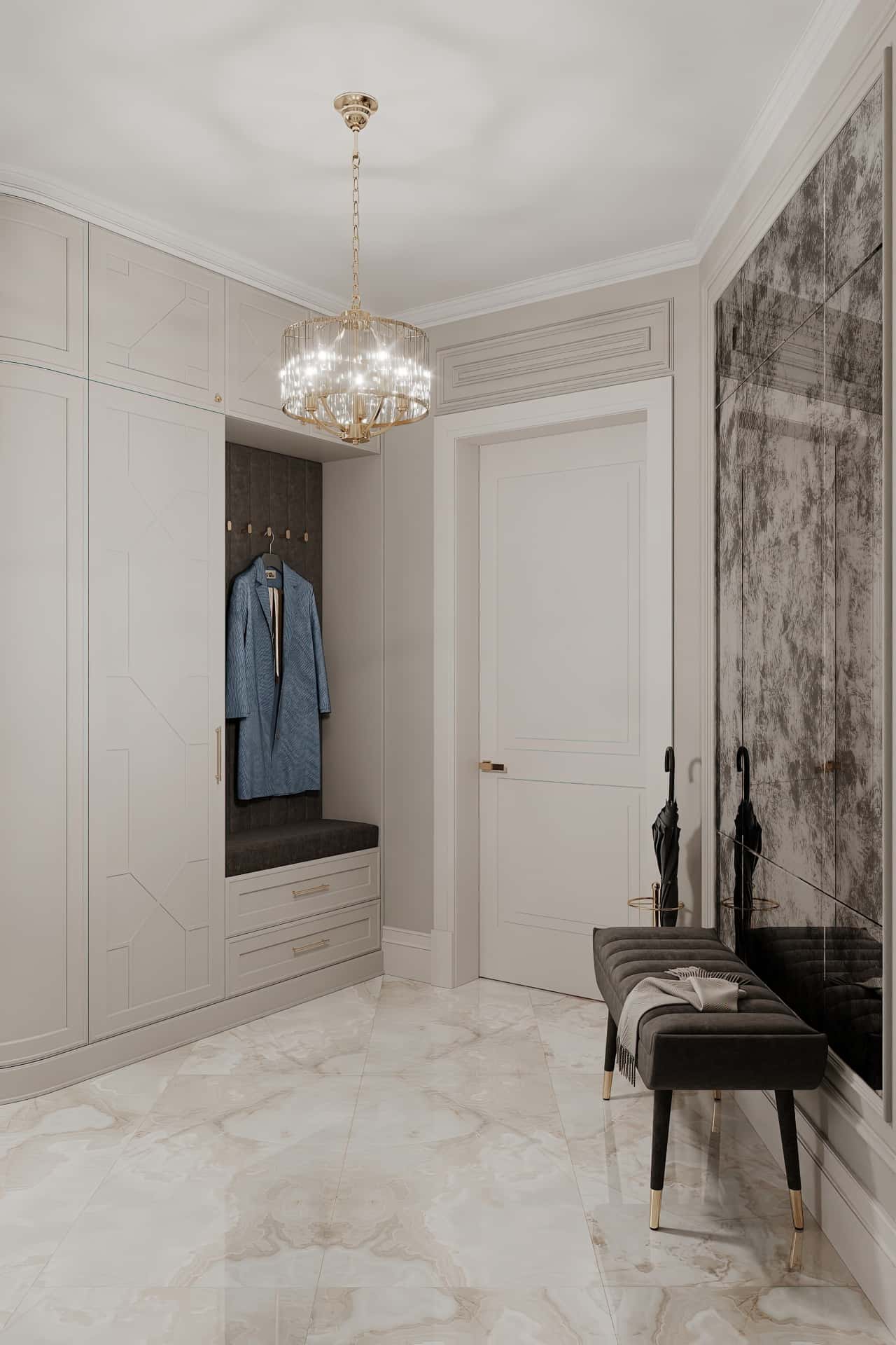 Дизайн и ремонт квартиры в ЖК Серебряный фонтан — Лебединое озеро, 109 м2. Прихожая и коридор, фото 2