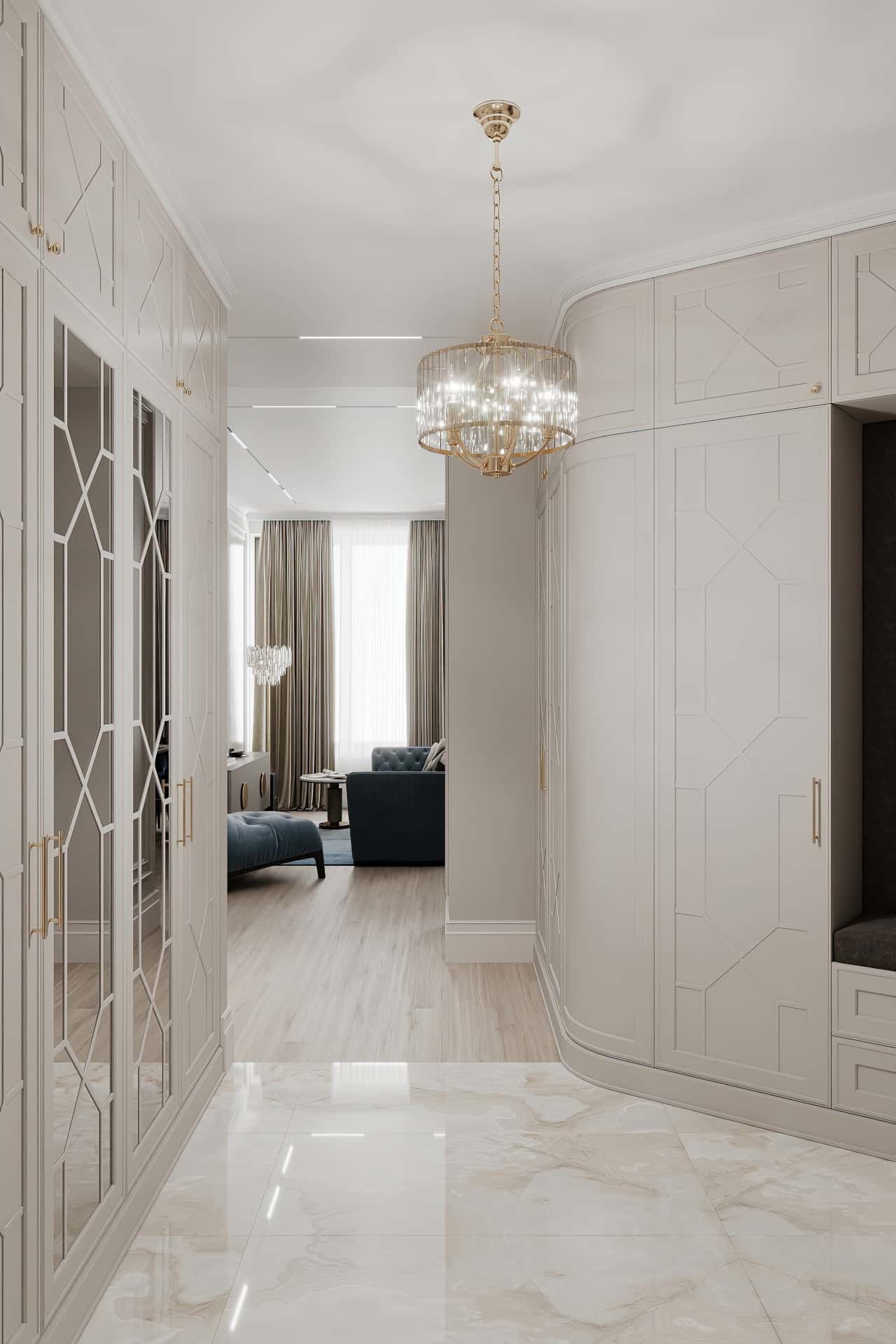 Дизайн и ремонт квартиры в ЖК Серебряный фонтан — Лебединое озеро, 109 м2. Прихожая и коридор, фото 7