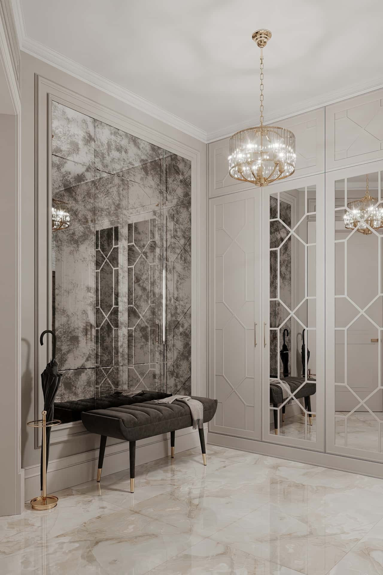 Дизайн и ремонт квартиры в ЖК Серебряный фонтан — Лебединое озеро, 109 м2. Прихожая и коридор