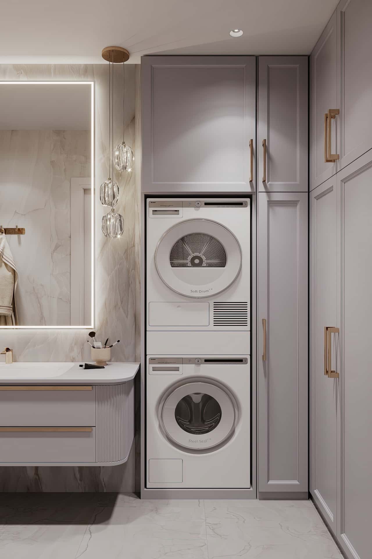 Дизайн и ремонт квартиры в ЖК Серебряный фонтан — Лебединое озеро, 109 м2. Санузел, фото 2