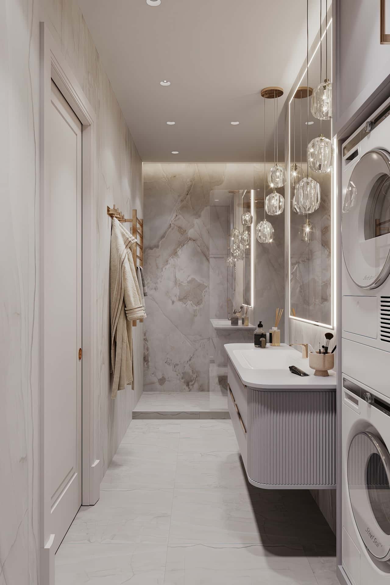 Дизайн и ремонт квартиры в ЖК Серебряный фонтан — Лебединое озеро, 109 м2. Санузел, фото 5