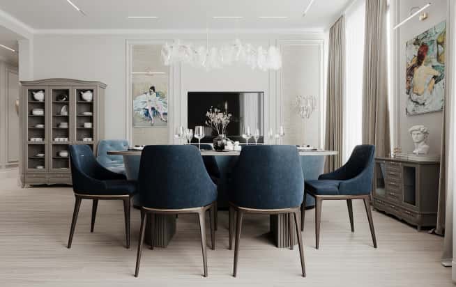 Дизайн и ремонт квартиры в ЖК Серебряный фонтан в стиле современная классика. Кухня-гостиная, фото 1