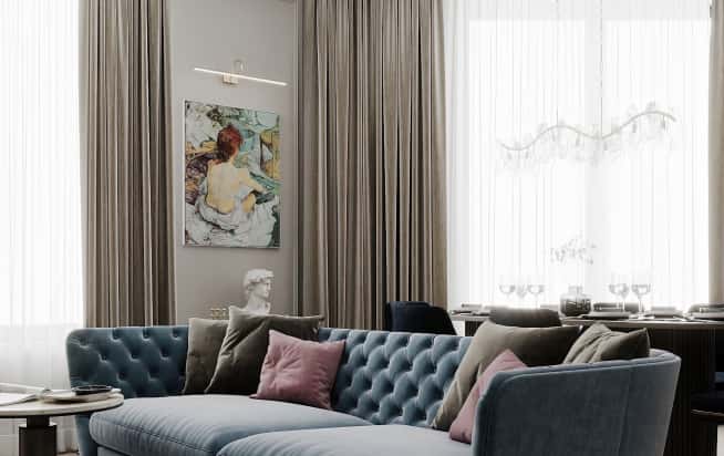 Дизайн и ремонт квартиры в ЖК Серебряный фонтан в стиле современная классика. Кухня-гостиная, фото 5