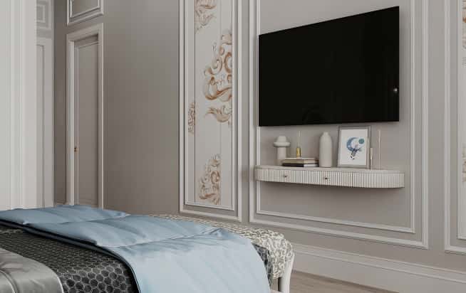 Дизайн и ремонт квартиры в ЖК Серебряный фонтан в стиле современная классика. Мастер-спальня, фото 4