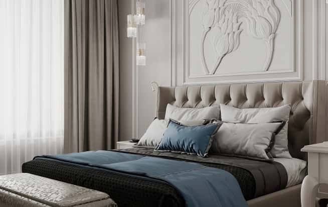 Дизайн и ремонт квартиры в ЖК Серебряный фонтан в стиле современная классика. Мастер-спальня, фото 6