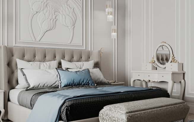 Дизайн и ремонт квартиры в ЖК Серебряный фонтан в стиле современная классика. Мастер-спальня, фото 7
